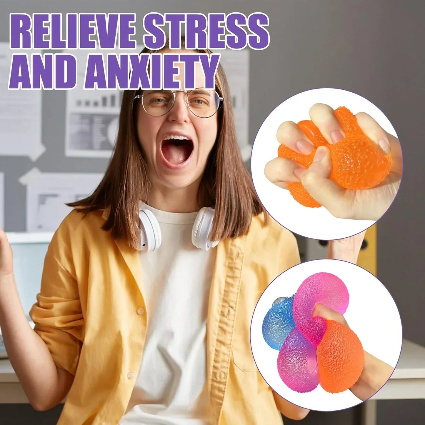 4PCS Gumdrop Squishy,Stress Balls Fidget Toys for Kids and Adults, Super Solid Sugar Balls for Classroom Prize Favors Sensory Toys for Kids with Autism