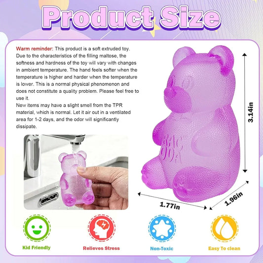 4 Pack Bear & Sugar Ball Designs, Anxiety Relief & Focus Toy, Maltose Filled Squeeze Toys for Sensory Play,Sensory Fidget Toys for Adults, Kids, Slow Rising Squishy Stress Ball