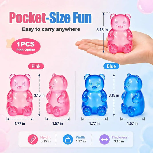 Gummy Bear Squishy,Stress Bear Taba Squishy Toys,Bear Toy Taba Squishy Toys for Adults Stress Relief Squeeze Balls,Sensory Fidget Toys,Valentines Day Gifts Birthday Gifts Party (Pink)