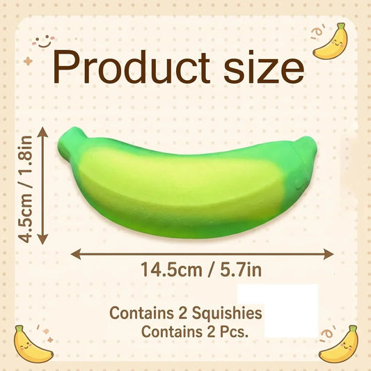2 PCS Banana Squishy Set, Temperature-Sensitive Color Changes from Green to Yellow,Squishy Banana with Thermo-Responsive Surface for Desk Display and Everyday Handling