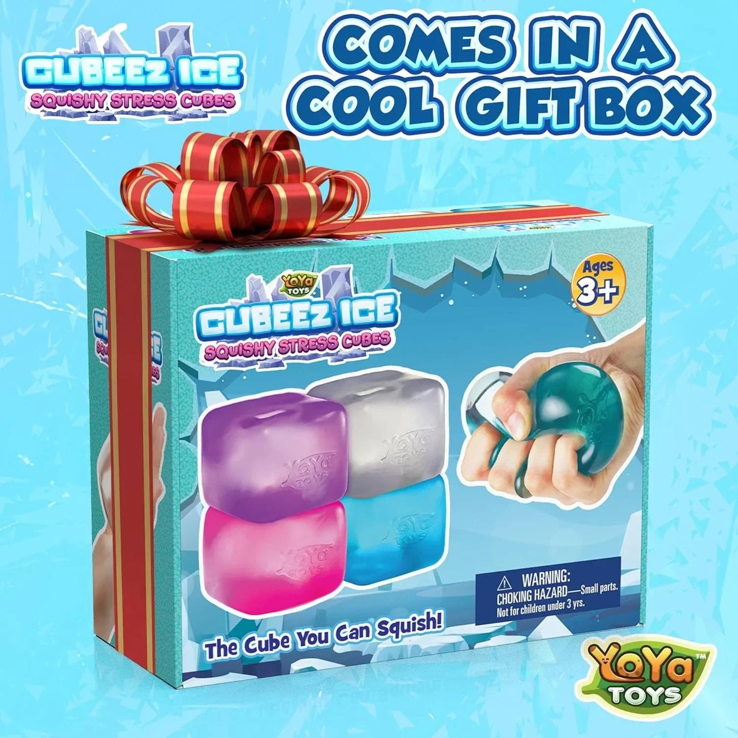 YoYa Toys Cubeez Squishy Stress Cubes 4 Pack – Sensory Fidget Toys for Kids – Fun Stretchy Squeeze Stress Balls – Colorful Ice Cube Squishies – Calming Stress Relief Toy – Great Gift for Boys & Girls