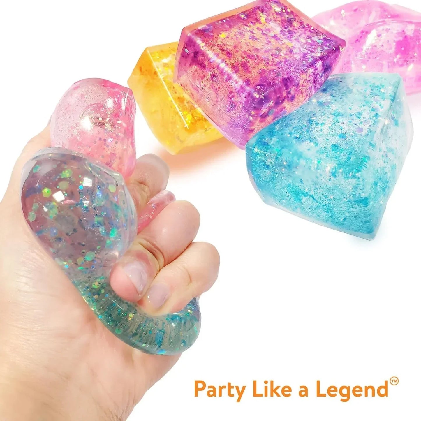 4pcs Glitter Ice Cubes - Colorful Sensory Fidget Toys for Adults & Kids, Fun Squeeze Ball for Stress Relief, Holiday and Birthday Gifts, Perfect Party Toy Gift, Easter Basket Gift