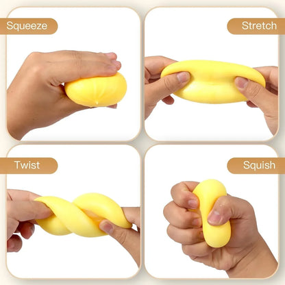 4 Pack Dumpling Squishies Toy Mystery Box Random Color, Colorful Dumplings Stress Balls Fidget Sensory Toy, Bun with Food Steamer Stretchy Desk Toys Soft Squeeze Decompression Dough for Adults Kids