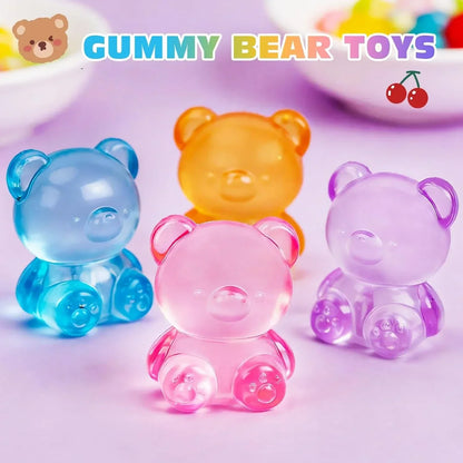 VISCOO 4 Pack Stress Bear Squishy Ball, Sugar Filled Gummy Bear Toys, Taba Squishy Toys for Kids Stress Relief, High Density Stress Balls for Calming - Soft Squeeze Balls Party Favors Birthday Gifts