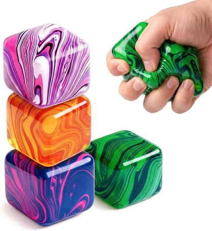 LAHAND 4 Pack Slow Rising Stress Cube,Ice Cube Squishy for Anxiety Stress Relief, Soft Squishy Toys for Party Favors Gifts Classroom Prizes
