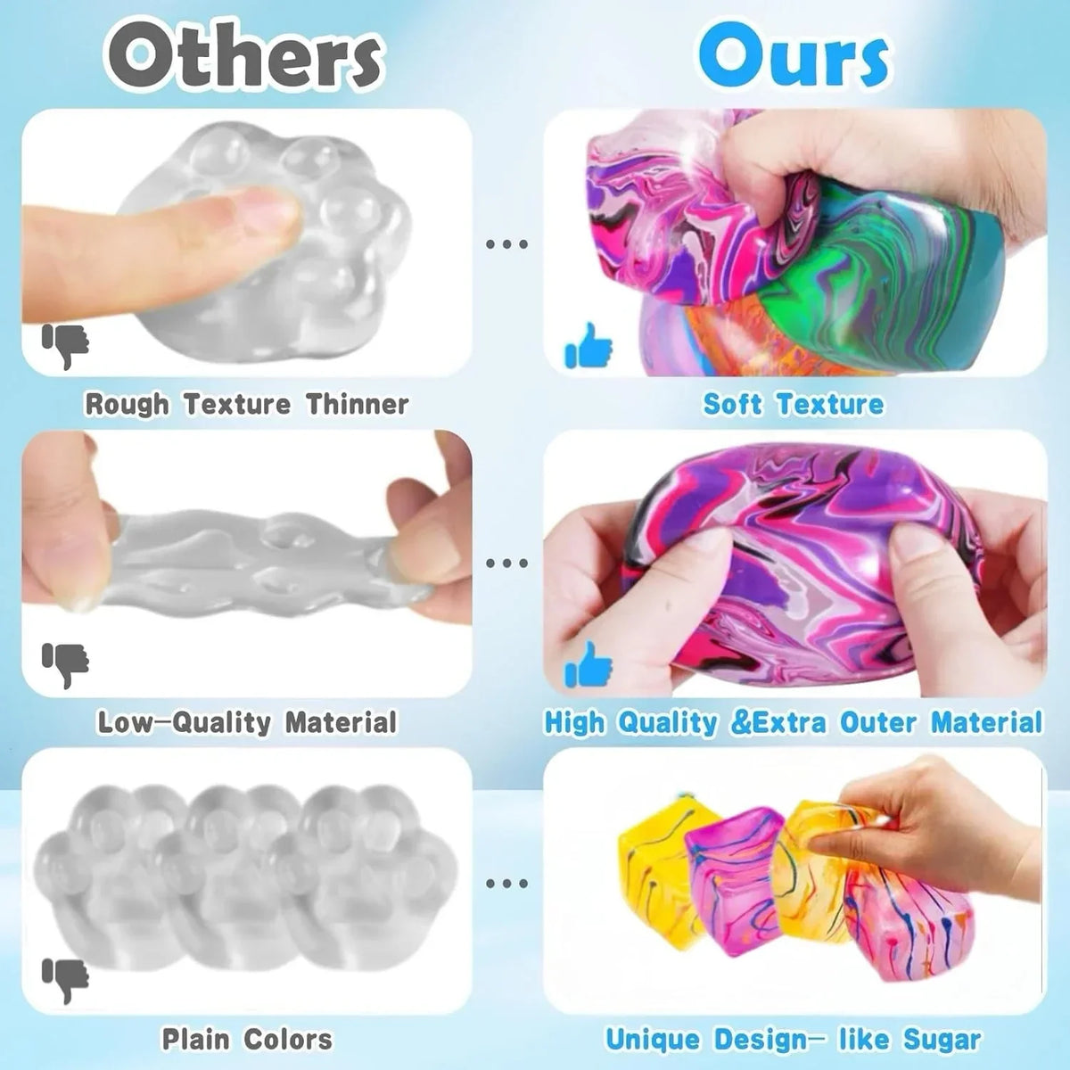 4Pack Fidget Toys Mini Squishy Stress Cube, Stress Balls for Kids, Adults Squishies Anxiety Stress Relief, Ice Squishy Cube Sugar Balls, Sensory Toys for Kids with Autism, Fidgets for Classroom Prize
