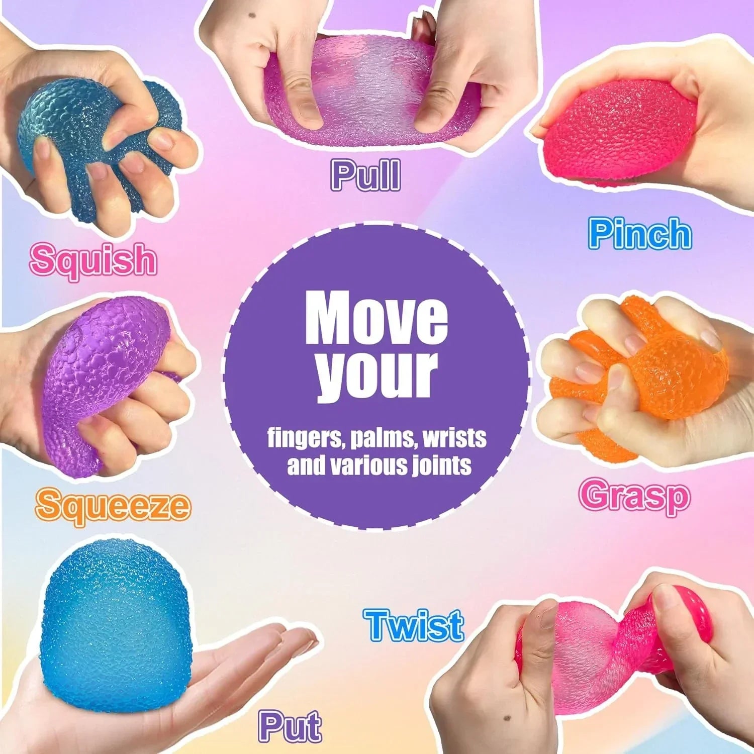 4PCS Gumdrop Squishy,Stress Balls Fidget Toys for Kids and Adults, Super Solid Sugar Balls for Classroom Prize Favors Sensory Toys for Kids with Autism