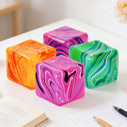 4 Pcs Stress Cube Squishies Fidget Toys, Ice Cube Shape Squeeze Toys, Slow Rise Stress Balls Sensory Toy for Kids Adults with Autism, Stress Relief Classroom Prize, Easter Basket Stuffers
