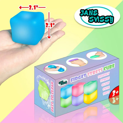2Pcs Stress Cube Glow in The Dark,Fidgets for Teens,Adults, Kids,Super Solid Squishy Toy,Squeeze Toys,Ice Cube,High Density Squeeze Toys,Stocking Stuffers,Cool Things(Blue + Purple)