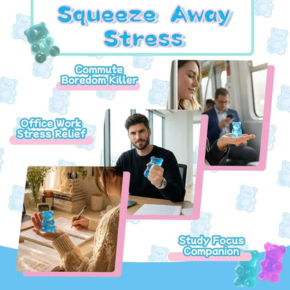 Gummy Bear Toys, Stress Bear Squishy Balls, Sugar Filled Squishy Toys for Kids Stress Relief, High Density Squeeze Balls for Students Calming, Ultra Soft Fidget Toys for Anxiety Relief