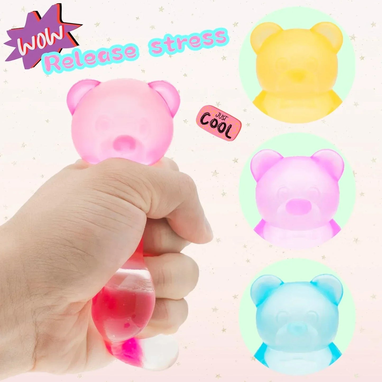 Gummy Bear Toy, Sugar Filled Squishy Toys for Kids Stress Relief - High Density Squeeze Balls for Students Calming - Ultra-Soft Decompression Venting Toys