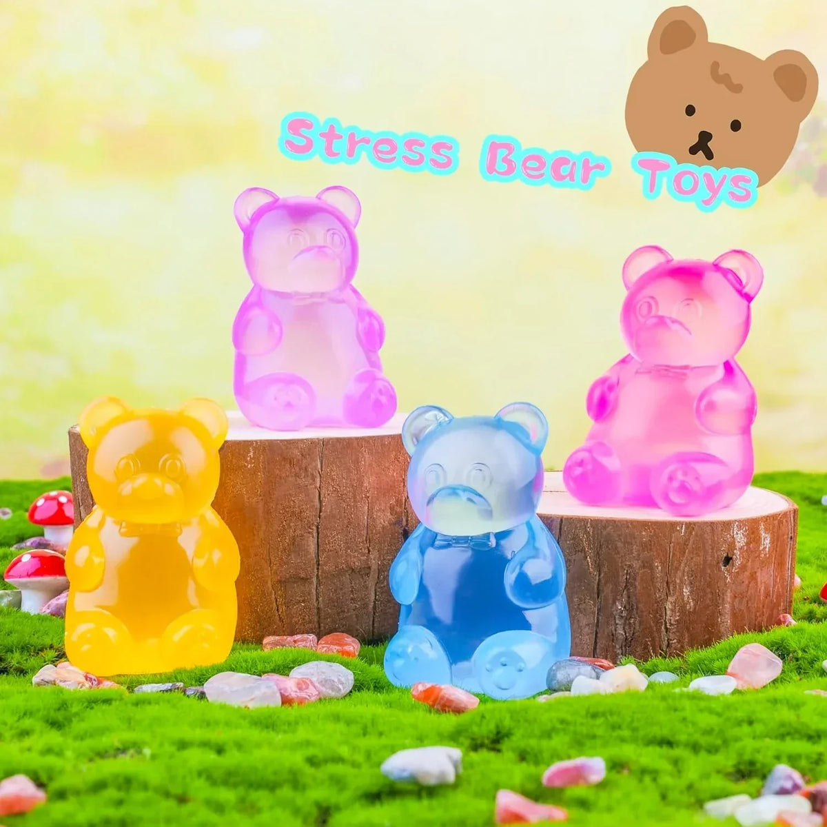 Gummy Bear Toy, Sugar Filled Squishy Toys for Kids Stress Relief - High Density Squeeze Balls for Students Calming - Ultra-Soft Decompression Venting Toys