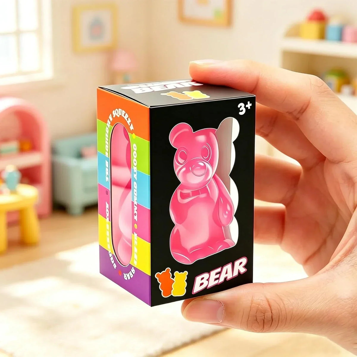 Gummy Bear Squishies Squeeze Toys for Kids Adults, Sugar Squishies Balls Stress Bear Toys for Boys Girls, Sensory Fidget Toys Anxiety Relief for Autism, Party Favors Gifts, Valentines Day Gifts (Pink)