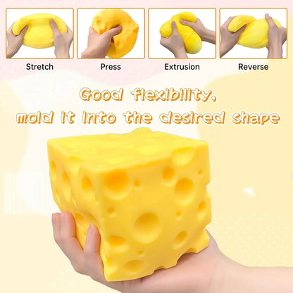 Cheese Squishy Large 3.93in Jumbo Cheese Block, Big Squishy Cheese Stress Ball, Soft Slow Rising Squeeze Toy, Giant Fidget Sensory Toy for Adults Teens Gifts