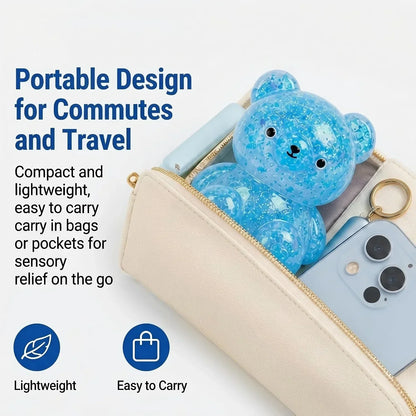 Bear Stress Ball Toy Squishy, Maltose Filled Squeeze Fidget Toy for Stress Relief, Glitter Animal Squishies with Stretchable Soft Texture for Party Favors and Sensory Play
