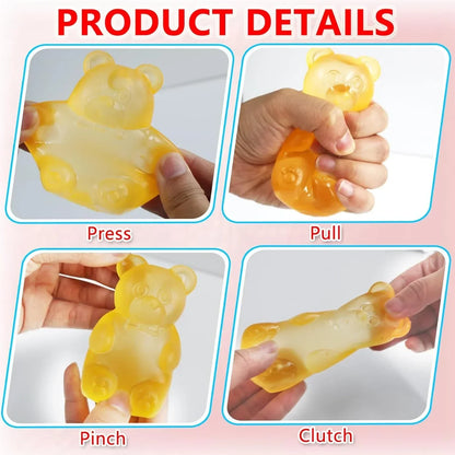 5PCS Valentines Day Gummy Bear Toys |Sugar Filled Bear Squishy Toys|Gel Ultra Squishies High Density Squeeze Balls | Valentine's Party Favors Classroom Prize Party Favors Toys Tall 3.5 Inches