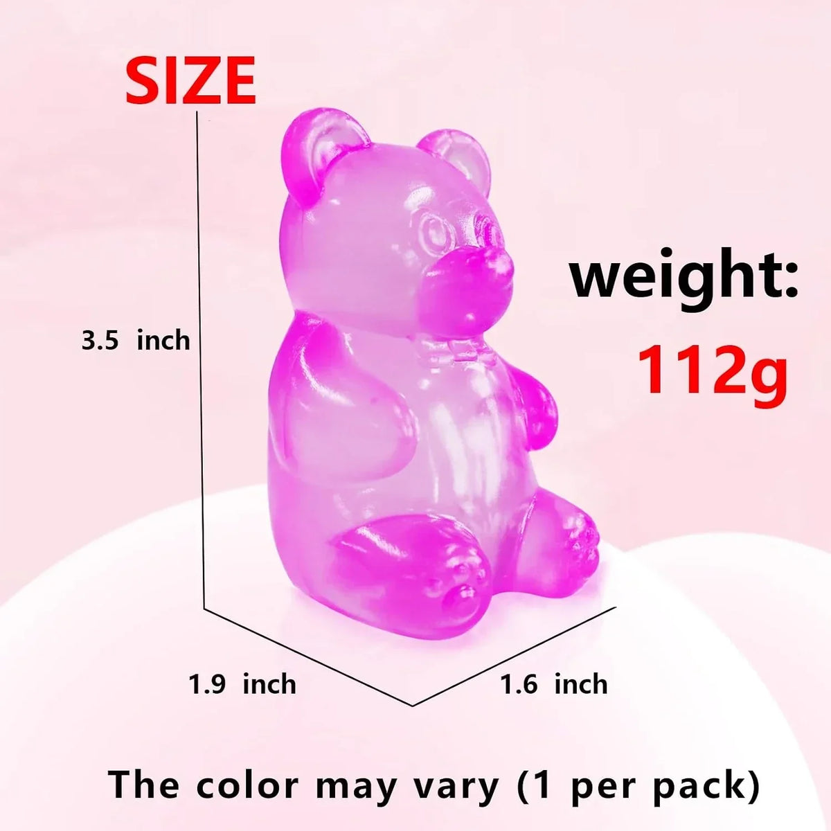 5PCS Gummy Bear Stress Toys |Sugar Filled Bear Squishy Toys|Gel Ultra Squishies High Density Squeeze Balls |Classroom Prize Party Favors Toys Tall 3.5 Inches Colors May Vary
