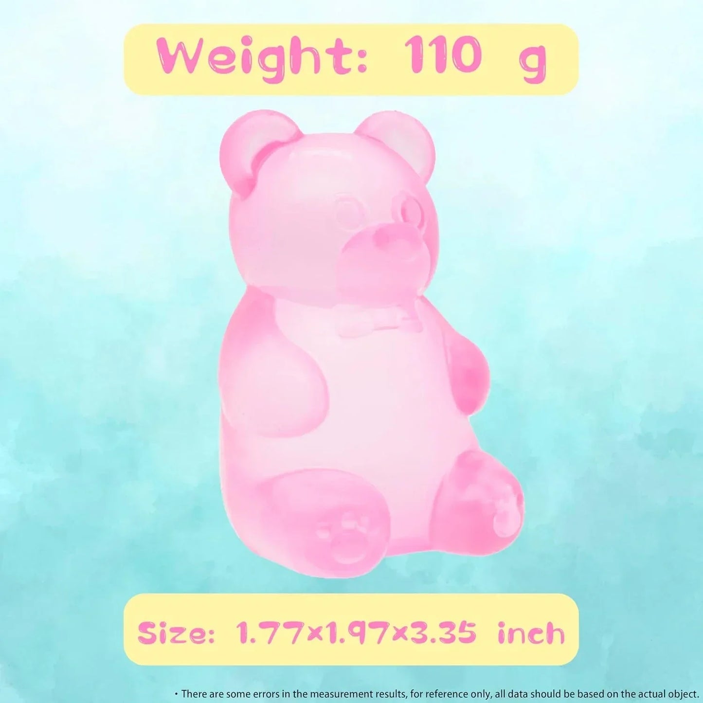 2 Packs Stress Bear Squishy Ball, Gummy Bear Toy, Sugar Filled Squishy Toys for Kids Stress Relief - High Density Squeeze Balls for Students Calming - Ultra-Soft Decompression Venting Toys