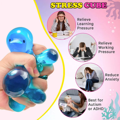 Squishy Stress Cube Fidget Toys Adults - Glow in The Dark Sensory Toys for Kids with Autism Stress Balls for Kids Teens Squeeze Toys for Anxiety Easter Basket Stuffers