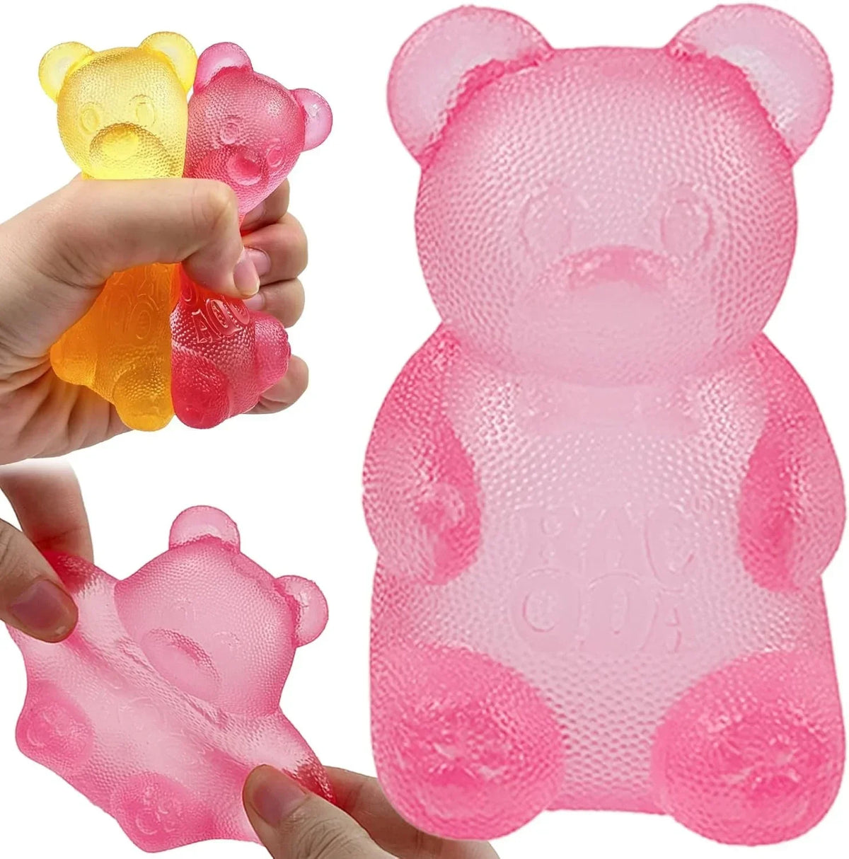 Pink Stretch Filled Squeeze Toys for Sensory Play，Maltose Bear & Sugar Ball Designs, Squishies Anxiety Relief & Focus Toy, Sensory Fidget Toys for Adults, Kids, Slow Rising Squishy Stress Balls
