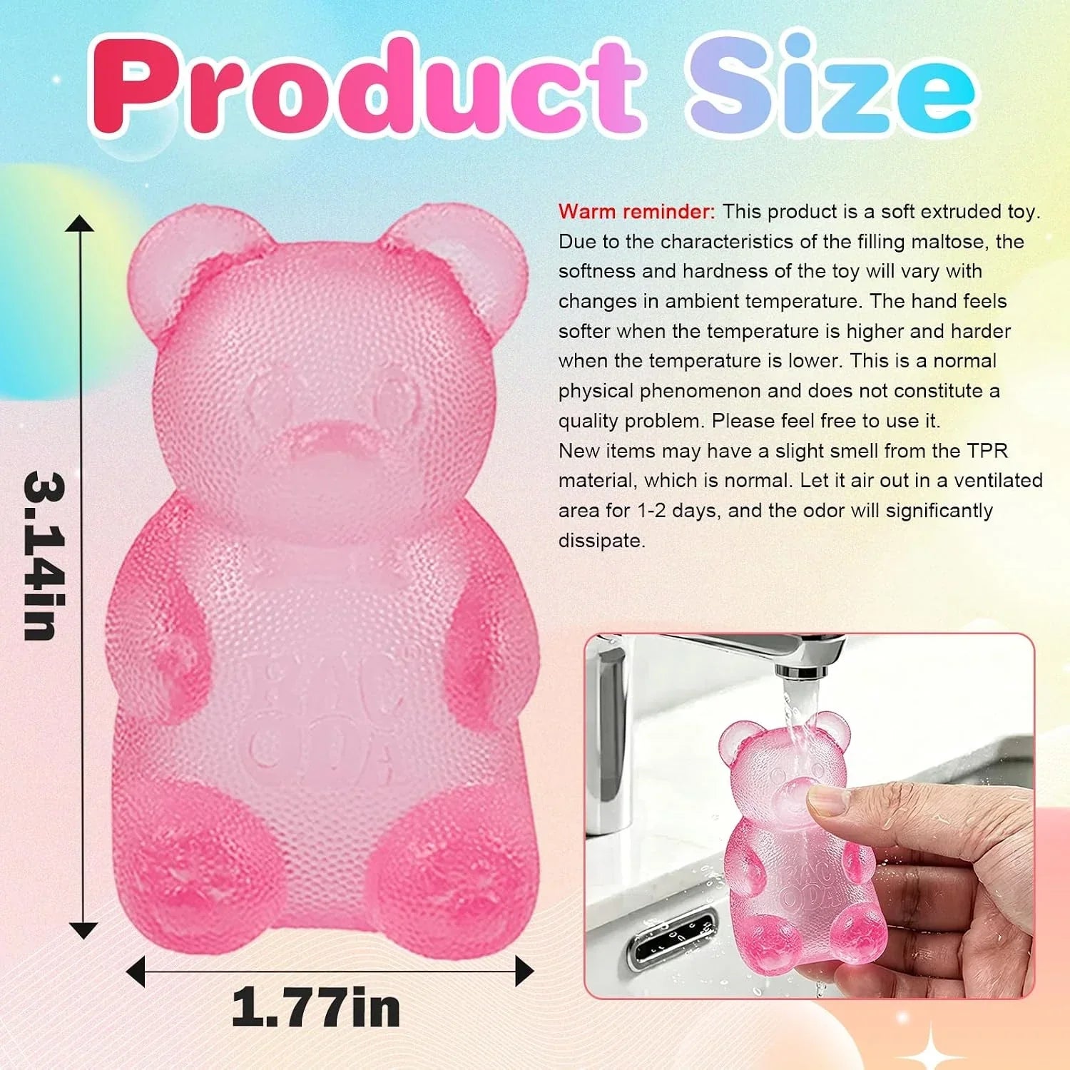 Pink Stretch Filled Squeeze Toys for Sensory Play，Maltose Bear & Sugar Ball Designs, Squishies Anxiety Relief & Focus Toy, Sensory Fidget Toys for Adults, Kids, Slow Rising Squishy Stress Balls