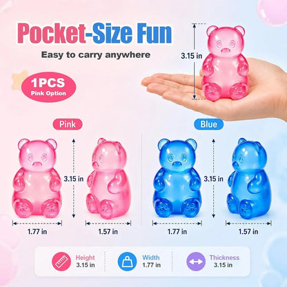 Gummy Bear Squishy，Stress Bear Taba Squishy Toys，Bear Toy Taba Squishy Toys for Adults Stress Relief Squeeze Balls，Sensory Fidget Toys，Valentines Day Gifts Birthday Gifts Party (Pink)