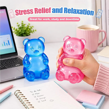 Gummy Bear Squishy，Stress Bear Taba Squishy Toys，Bear Toy Taba Squishy Toys for Adults Stress Relief Squeeze Balls，Sensory Fidget Toys，Valentines Day Gifts Birthday Gifts Party (Pink)
