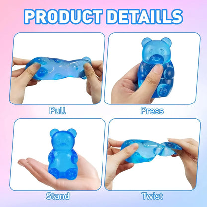 Gummy Bear Squishy, Stress Bear Taba Squishy, Taba Squishy Toys for Kids, Stress Balls Valentines Day Gifts Birthday Gifts Party Favors-Blue