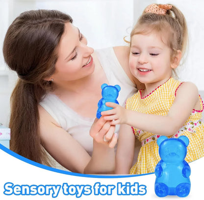 Gummy Bear Squishy, Stress Bear Taba Squishy, Taba Squishy Toys for Kids, Stress Balls Valentines Day Gifts Birthday Gifts Party Favors-Blue