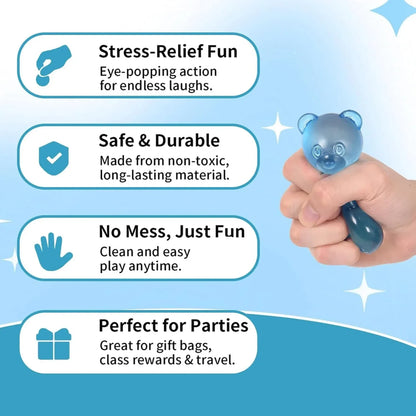 Gummy Bear Squishy Toy for Kids Ages 3+ & Adults, Slow Rising Squeeze Bear, Soft High-Density Handheld Sensory Toy, Cute Party Favor, Classroom Prize & Desk Toy (Blue)
