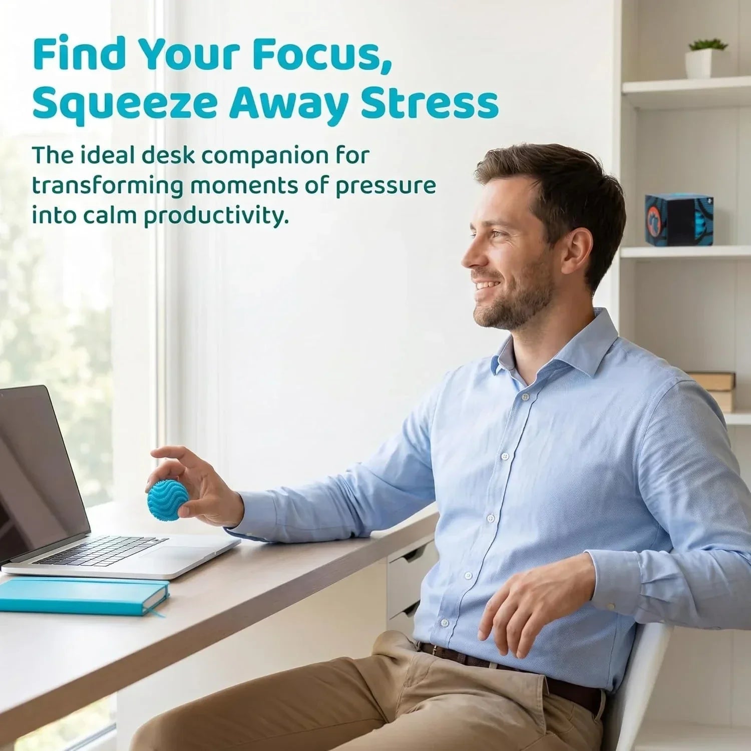 Fuzz Ball Squishy Stress Ball, Stress Fun Desk Fuzz Squeeze Ball, Plush Squeeze Ball for Desktop (Blue)