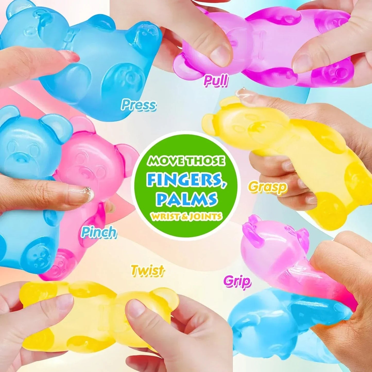 Fidget Toys Squishy Gummy Bear, Stress Cube Squishies Anxiety Stress Relief, Ice Squishy Stress Cube-Drop Malt Sugar Balls, Sensory Ball for Kids with Autism