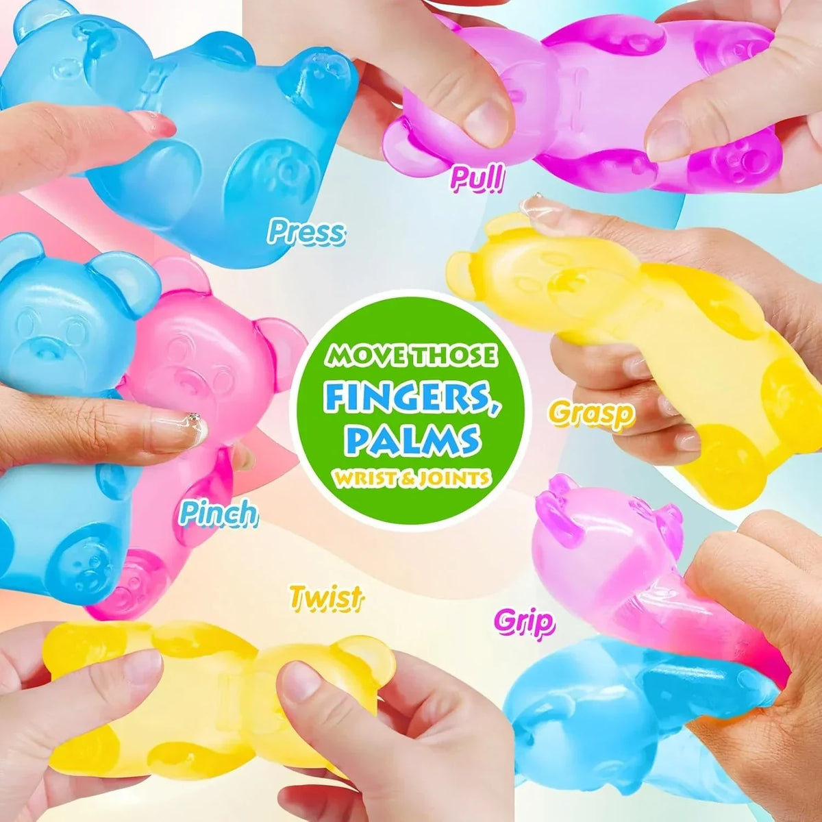Fidget Toys Squishy Gummy Bear, Stress Cube Squishies Anxiety Stress Relief, Ice Squishy Stress Cube-Drop Malt Sugar Balls, Sensory Ball for Kids with Autism