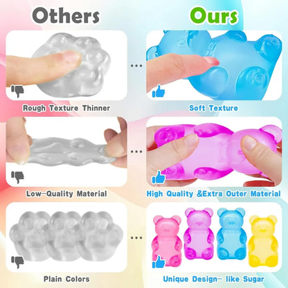 Fidget Toys Squishy Gummy Bear, Stress Cube Squishies Anxiety Stress Relief, Ice Squishy Stress Cube-Drop Malt Sugar Balls, Sensory Ball for Kids with Autism