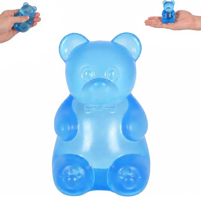 Bear Squishy Toy for Kids Ages 3+ & Adults, Slow Rising Gummy Bear Squeeze Toy, Soft High-Density Foam Sensory Bear for Desk, Classroom, Home & Office(Blue)