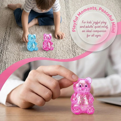 2 Pack Bear Squishy Sugar Fidget Stress Balls, Glitter Colorful Bear Sensory Stress Balls for Anxiety Relief, Animals Squishy Squeeze Balls Fidget Toys for Boys and Girls