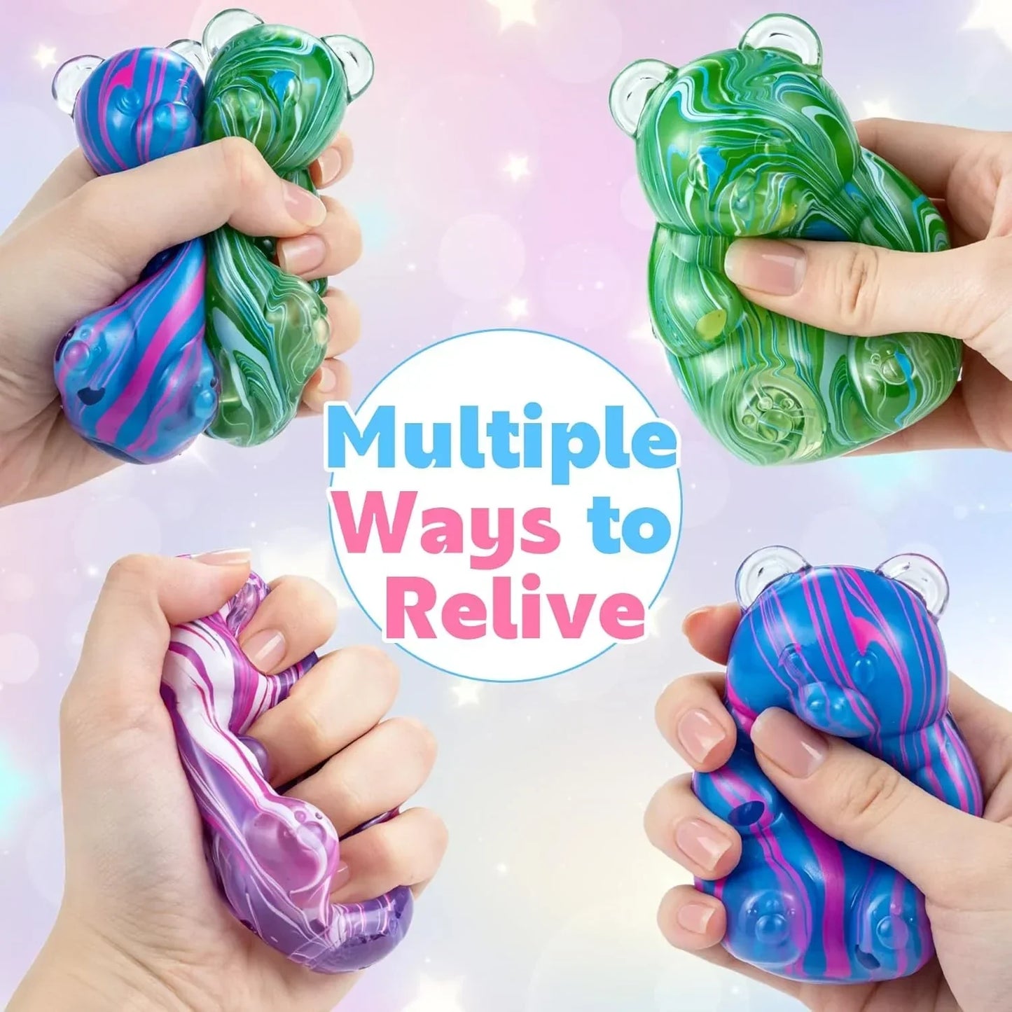 1Pc Gummy Bear Squishyies Fidget,Color Maltose Filled Squeeze Toys Slow Rising Squishy Stress Balls Adults Kids Party Favors,Classroom Prizes(Green)