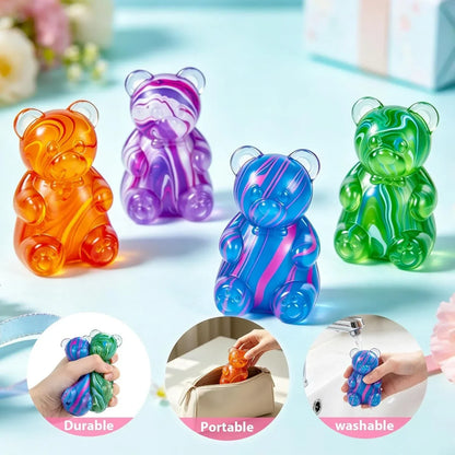 1Pc Gummy Bear Squishyies Fidget,Color Maltose Filled Squeeze Toys Slow Rising Squishy Stress Balls Adults Kids Party Favors,Classroom Prizes(Green)
