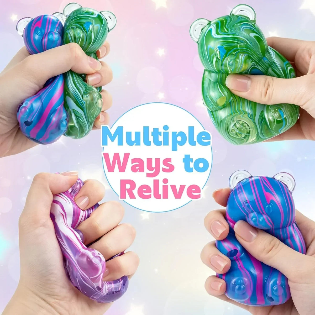 1Pc Gummy Bear Squishyies Fidget,Color Maltose Filled Squeeze Toys Slow Rising Squishy Stress Balls Adults Kids Party Favors,Classroom Prizes(Green)