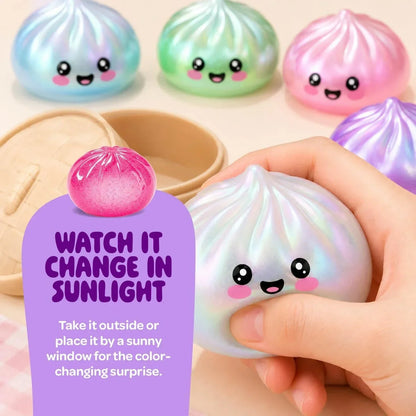 Glitter Dumpling Squishy Mystery Box - UV Color-Changing - Squishies Squeeze Toys - Squishys Big Dumplings Fidget Stress Sensory Toys - Gifts for Kids, Teens, Girls, Boys - Desk Toy