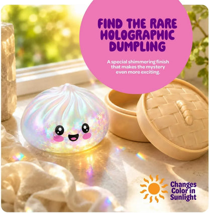 Glitter Dumpling Squishy Mystery Box - UV Color-Changing - Squishies Squeeze Toys - Squishys Big Dumplings Fidget Stress Sensory Toys - Gifts for Kids, Teens, Girls, Boys - Desk Toy