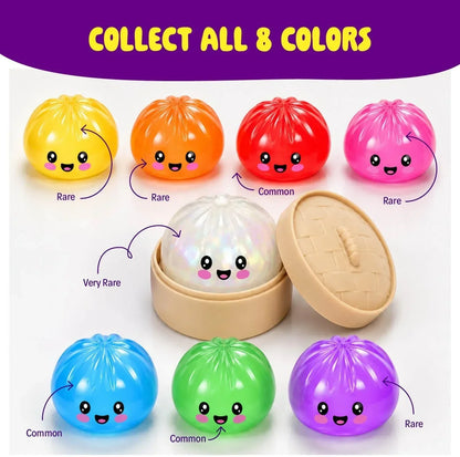 Glitter Dumpling Squishy Mystery Box - UV Color-Changing - Squishies Squeeze Toys - Squishys Big Dumplings Fidget Stress Sensory Toys - Gifts for Kids, Teens, Girls, Boys - Desk Toy