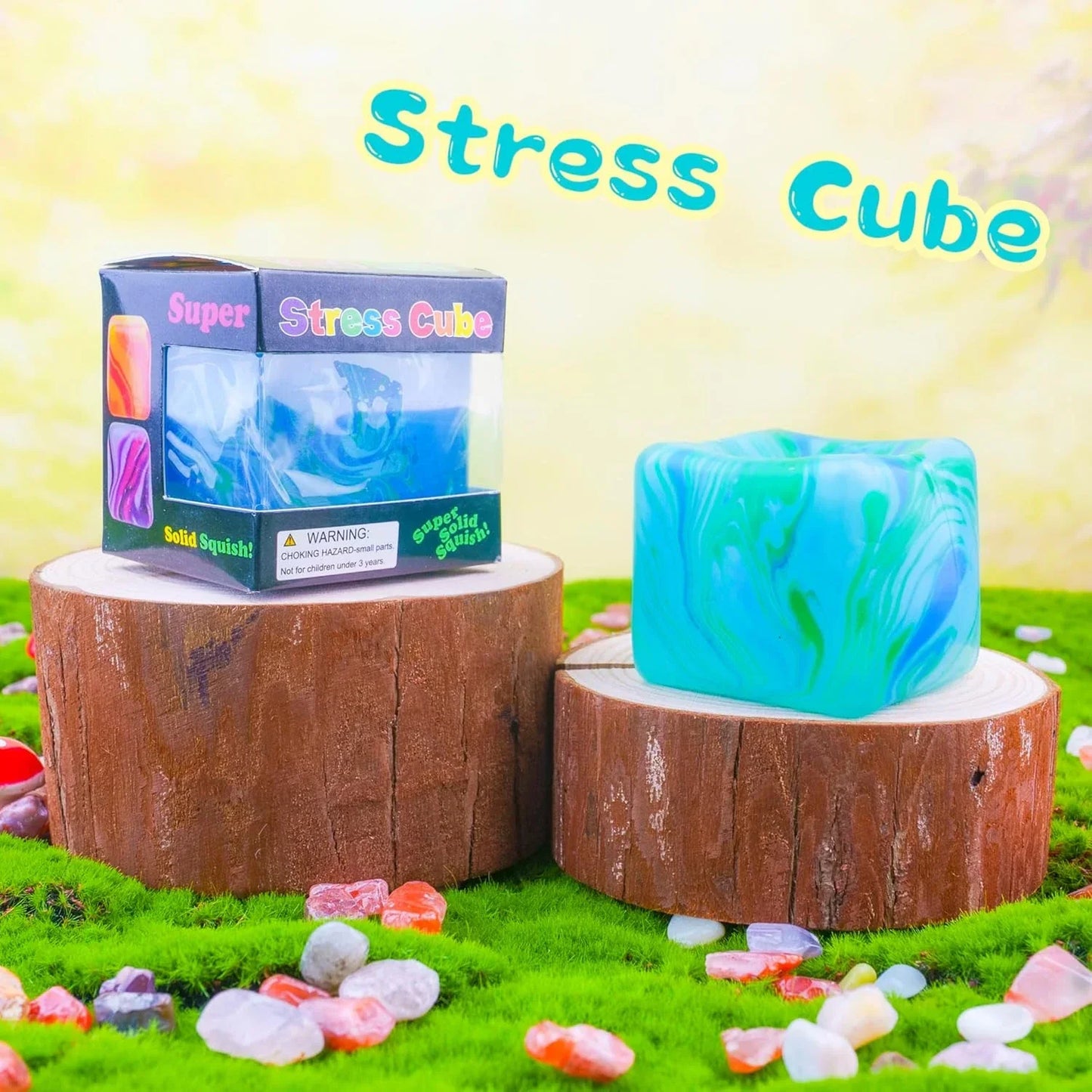 Fidget Toys Squishy Stress Cube, Stress Balls for Kids Adults Squishies Stress Relief, Ice Squishy Cube Sugar Balls, High Density Squeeze Balls for Students Calming
