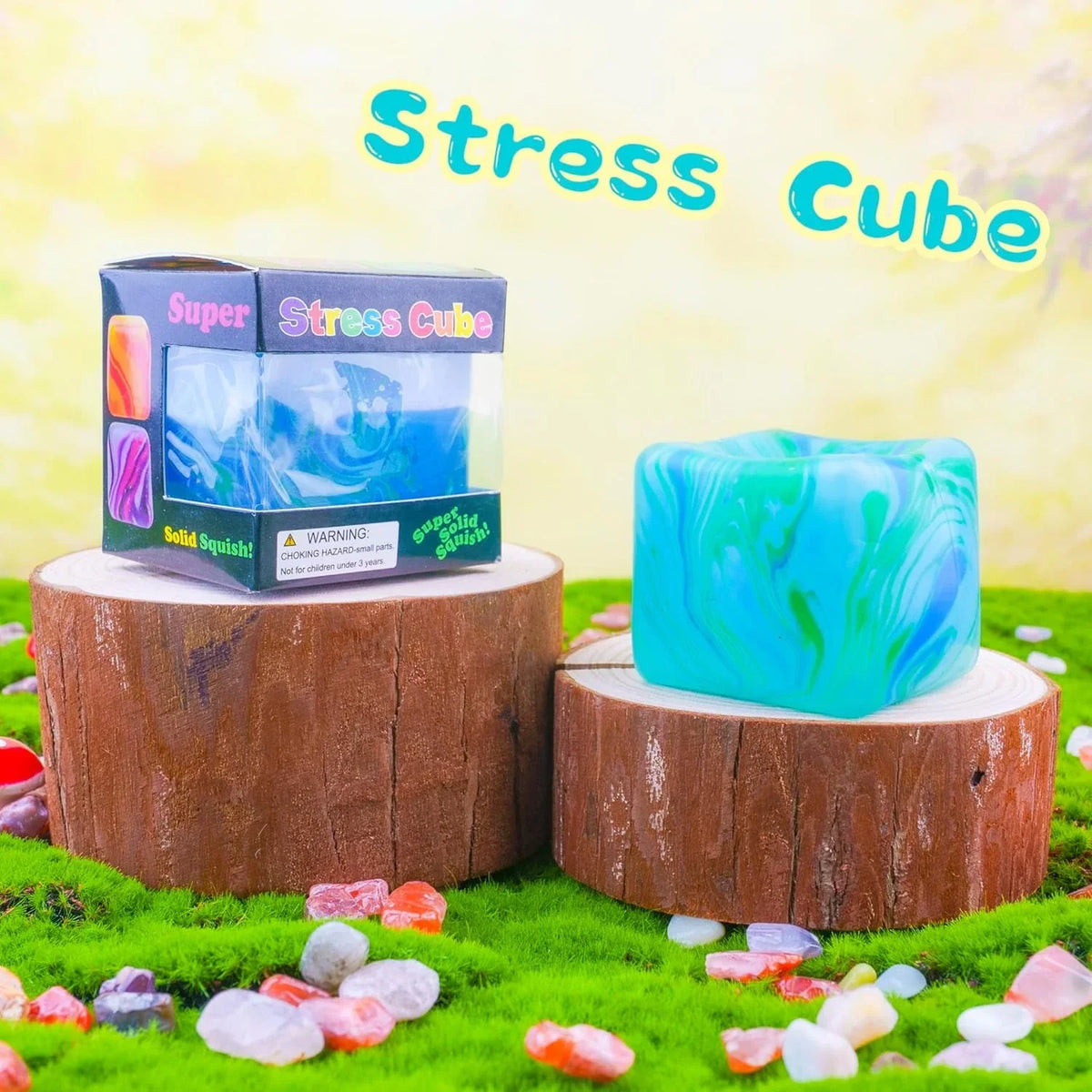 Fidget Toys Squishy Stress Cube, Stress Balls for Kids Adults Squishies Stress Relief, Ice Squishy Cube Sugar Balls, High Density Squeeze Balls for Students Calming