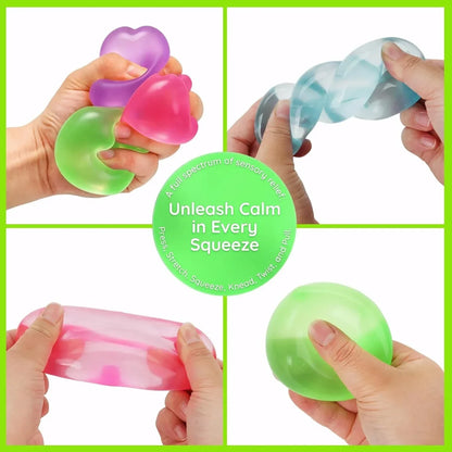 4 Pcs Stress Cube Glow in The Dark, Slow Rising Squishy Fidget Toys for Adults Teens Boys Girls Anxiety Relief Squeeze Stress Balls Sensory Toys for Kids with Autism Party Favors Gifts