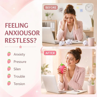 2pcs Squeezable Strawberry Toy,Color Changing Strawberry Squishy Toy, Sunlight Activated Pink Transformation Stress Ball,Squeezable Fruit Ball Realistic Strawberry Model Squishy（Pink）