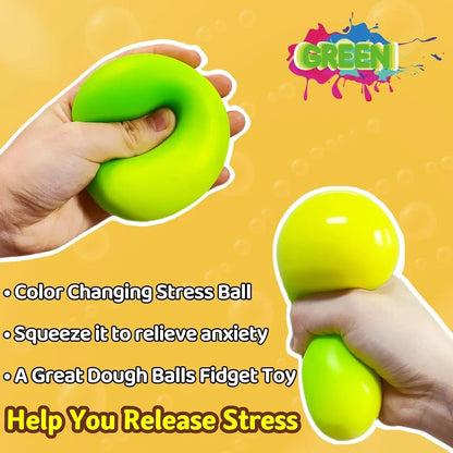 Squishy Stress Balls for Kids and Adults (1 Pack) Stretchy Dough Ball Squeeze Fidget Toy, Funny and Soft Change Color Squeeze Ball, Squish Balls, Ideal for Anxiety Relief, Autism, ADHD (Green)