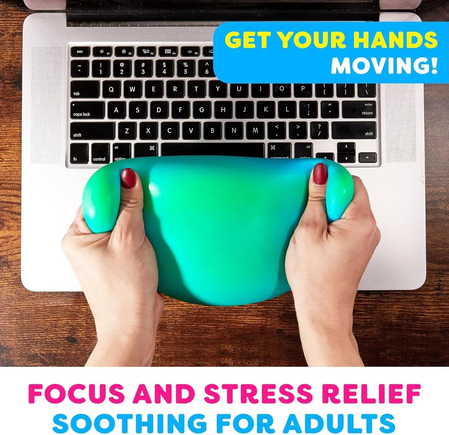 Power Your Fun Arggh Large Stress Ball for Adults and Kids - 3.75 Inch Tension Relief Ball Fidget Toy, Color-Changing Stress Relief Hand Squeeze Sensory Balls Big Squishy Toys for Kids (Blue/Green)