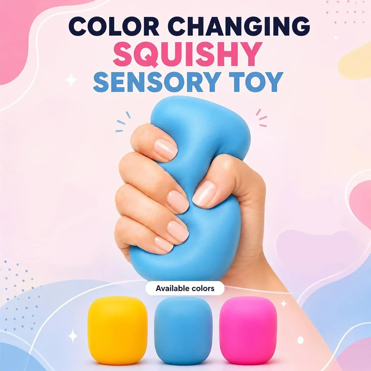 Gum Drop Squeeze Color Changing Squishy, Slow Stress Balls Fidget Sensory Toys for Adults,Gum Drop Shape (Blue)