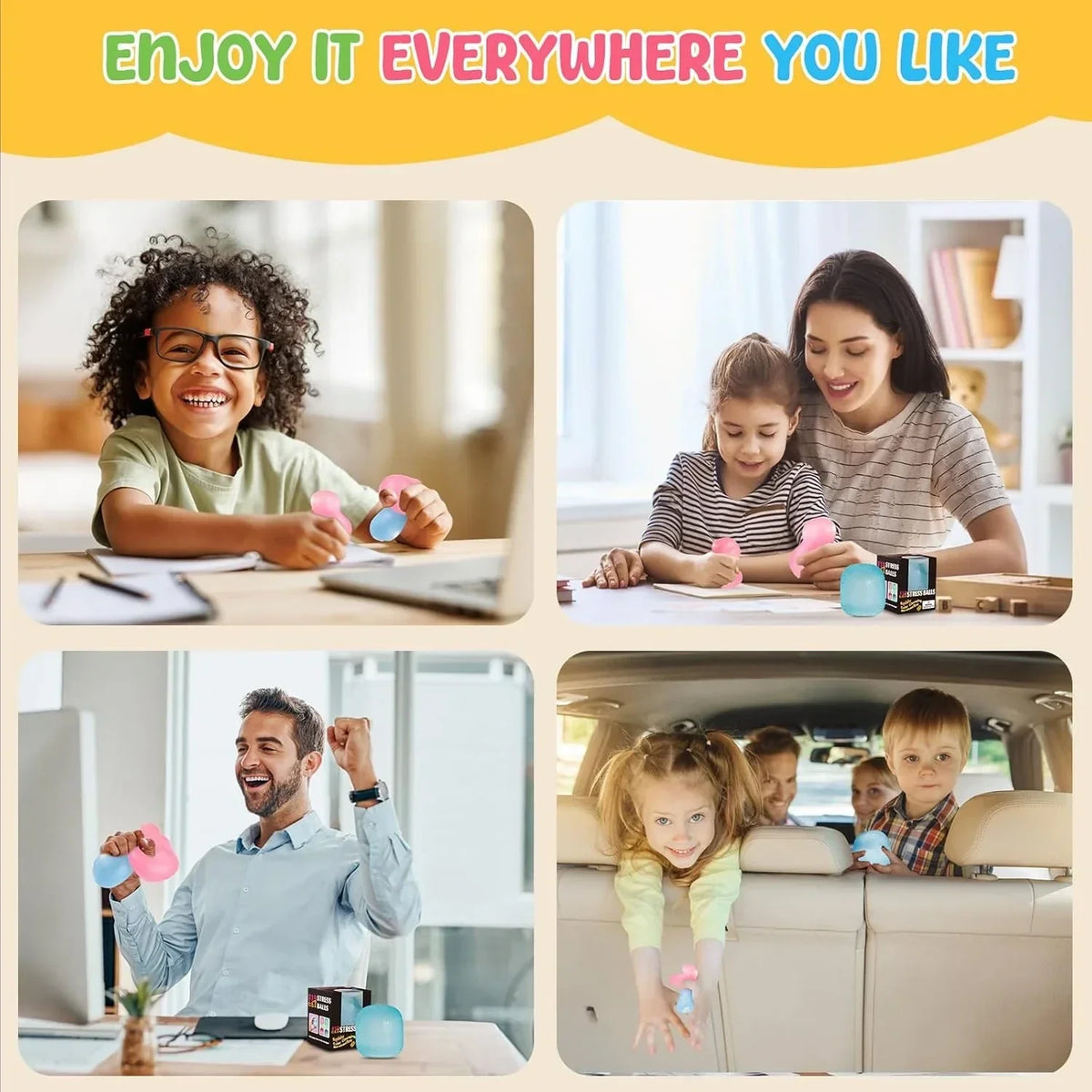 Fidget Toys Stress Balls for Kids & Adults - Changes Color in The Sun - Malt Sugar Squishy Fidget Toys - Slow Rise Gel Ball - Stretchy Squeeze Stress Relief Balls for Anxiety